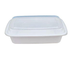 Value+ - 38oz Rectangular White Plastic Container