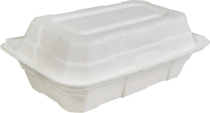 Eco-Craze - 8.25x5.19x3" - Bagasse Clamshell Container