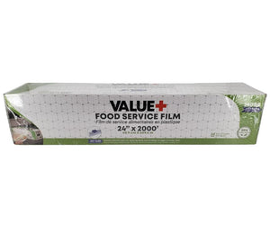 Value+ - 24" x 2000' Food Service Film Wrap with Slide Cutter Box